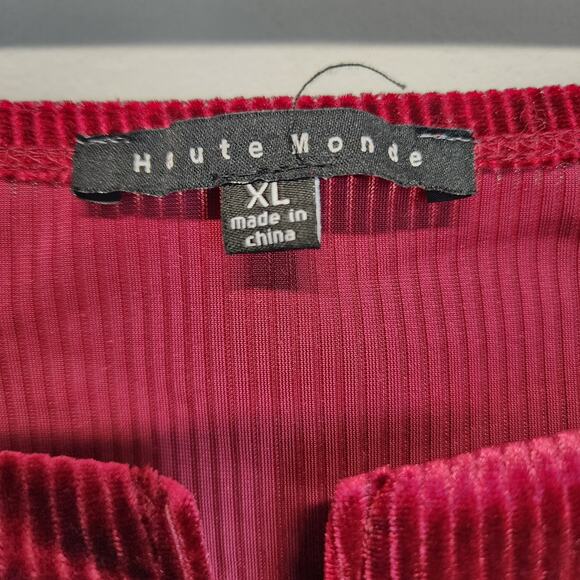 Haute Monde Crop Velour Corset Top Size XL Deep Red Sweetheart V-neck Goth 90s - Picture 10 of 10